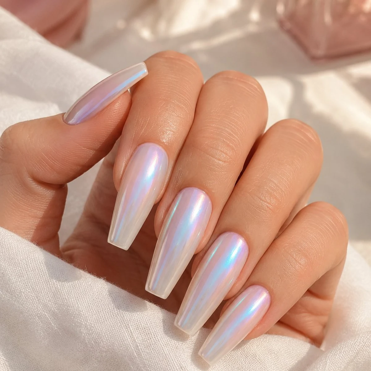 Aurora Pearl Summer — summer nail design ideas 2026