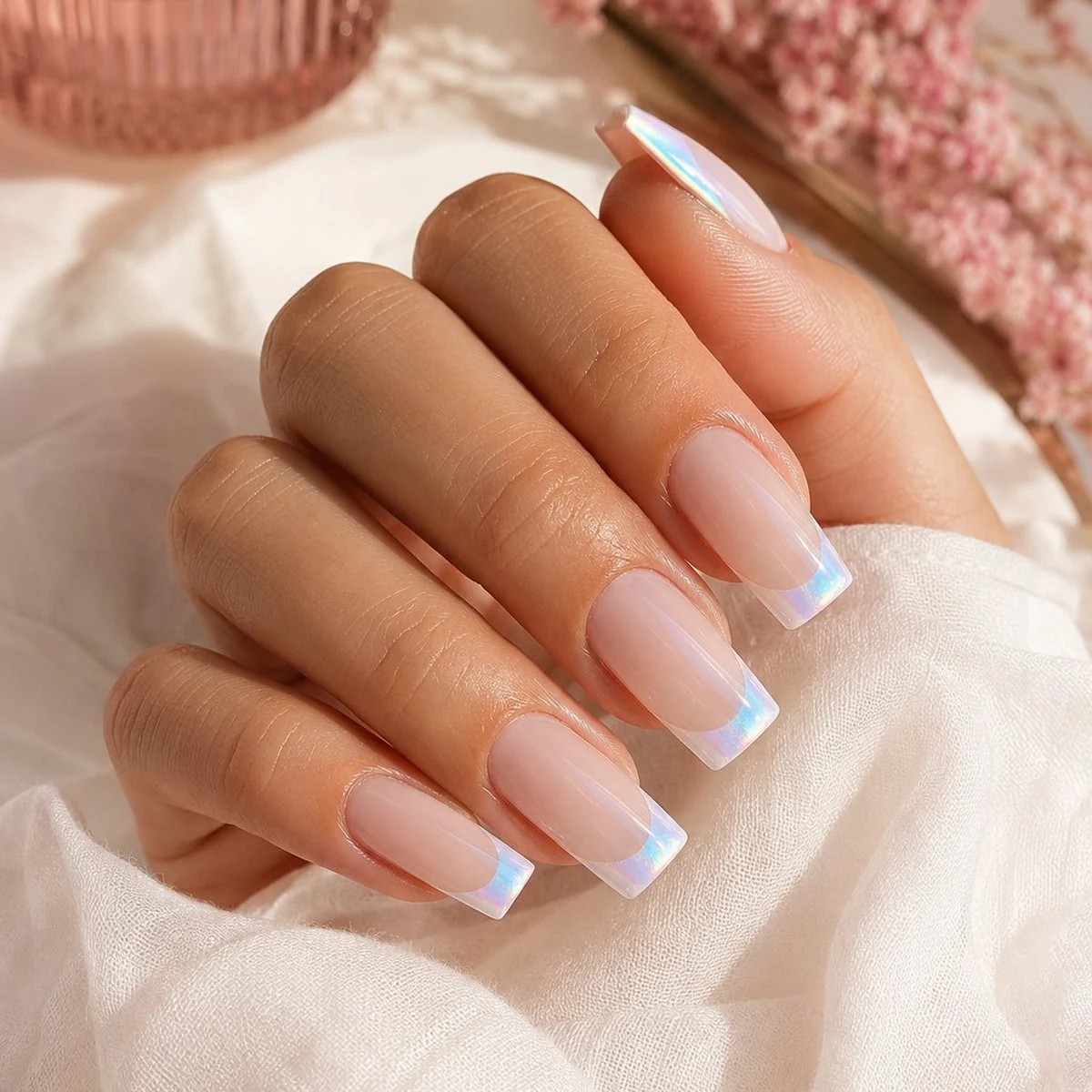 Aurora French Tip — summer nail design ideas 2026