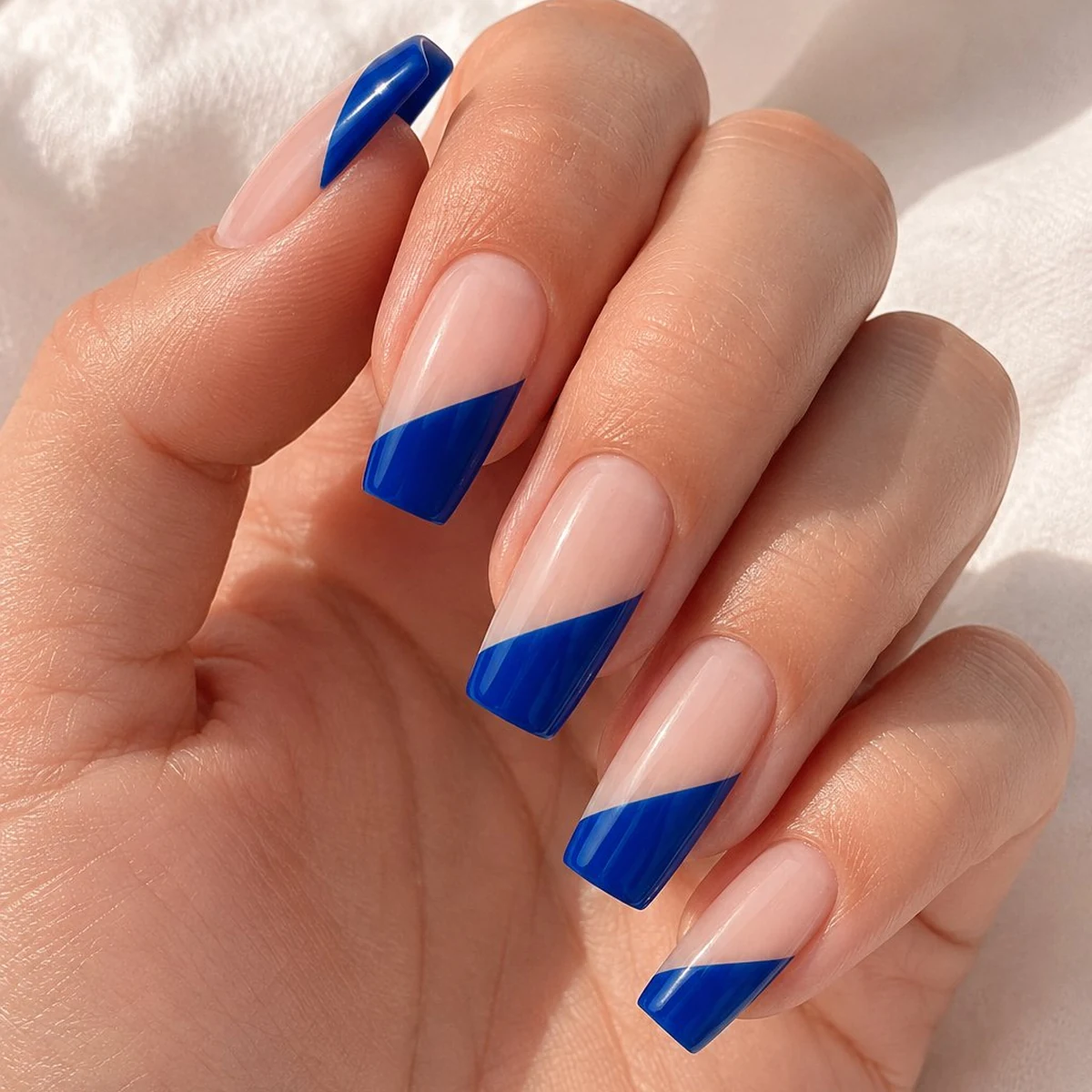 Cobalt Negative Space — summer nail design ideas 2026