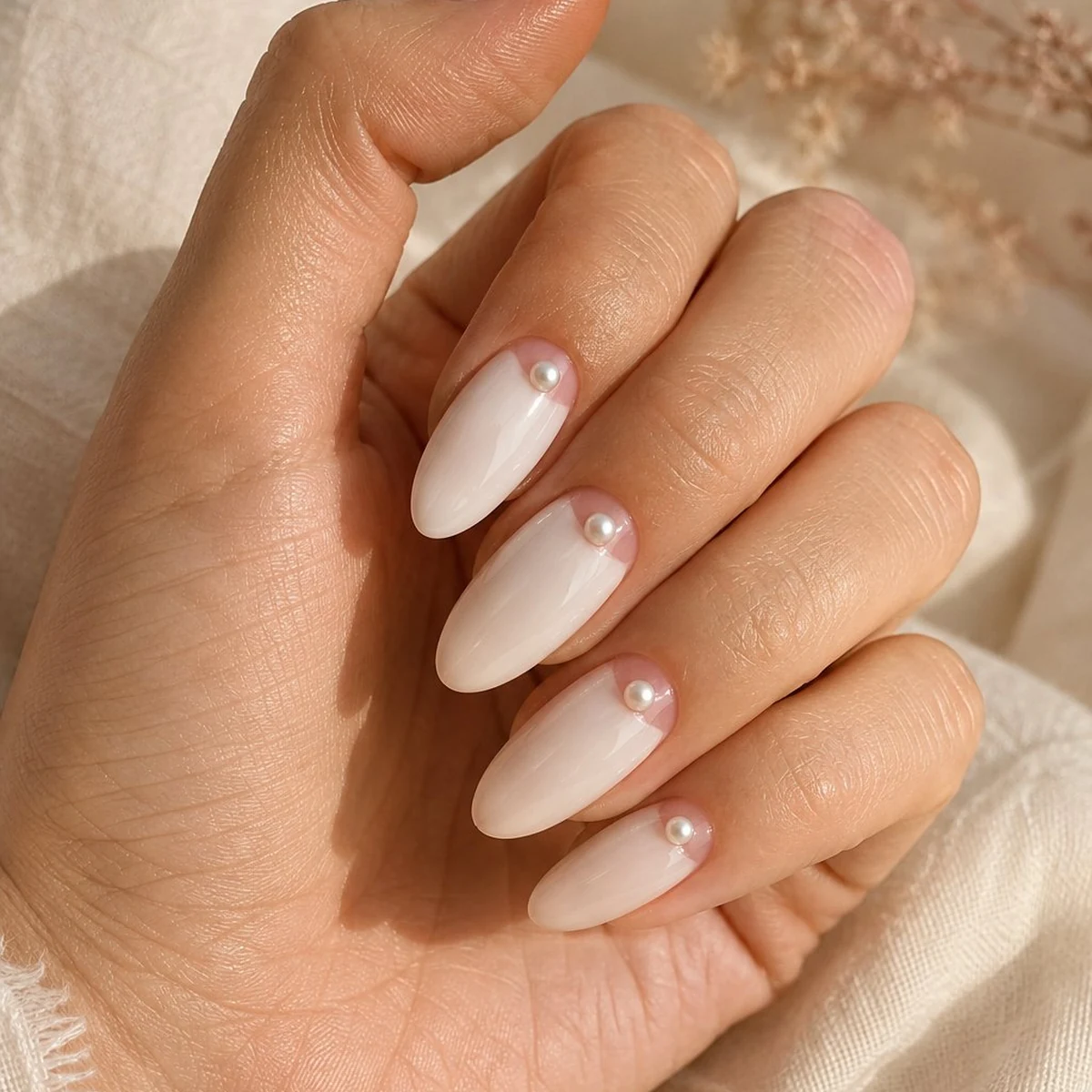 Pearl Half-Moon Summer — summer nail design ideas 2026