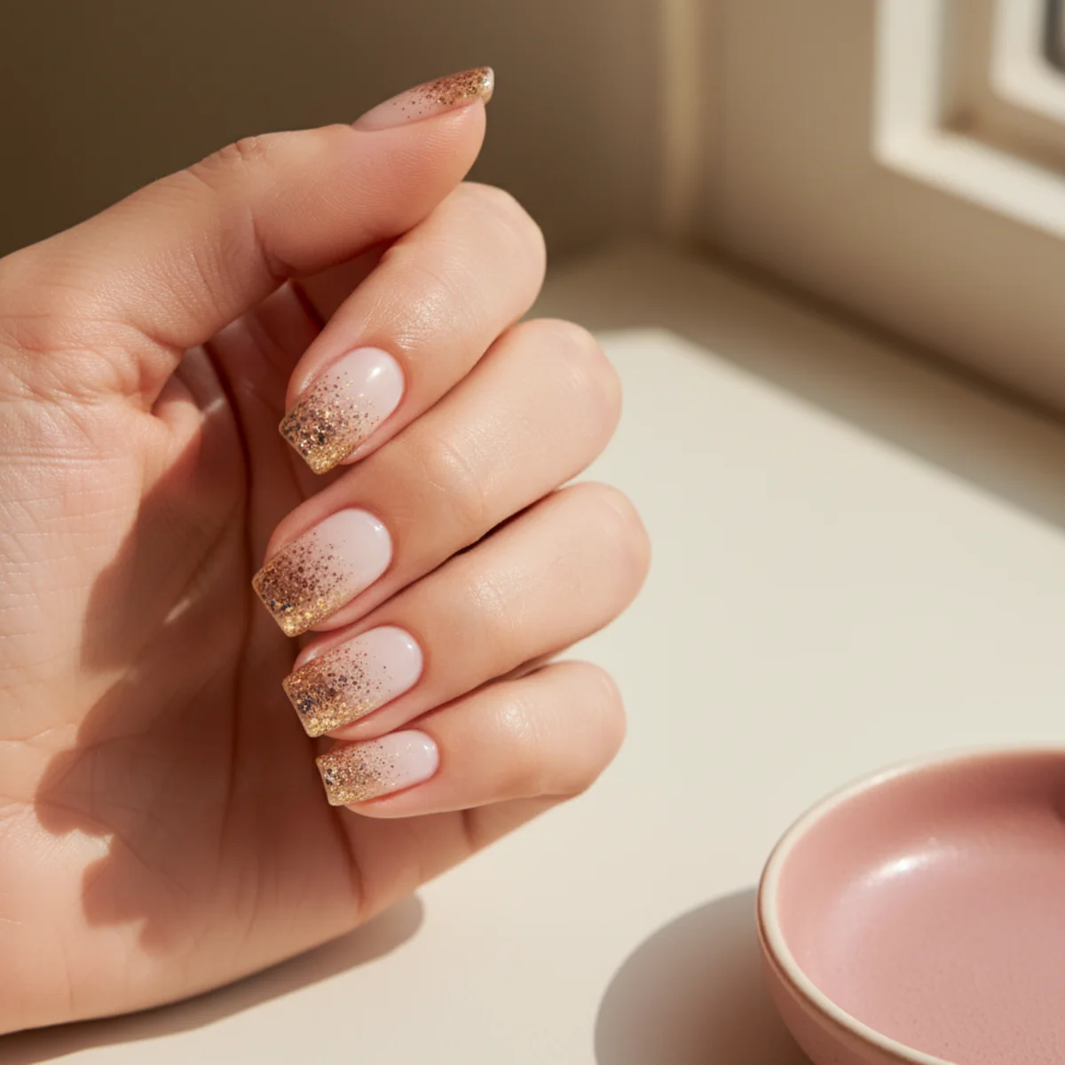 Coral Half-Moon — summer nail design ideas