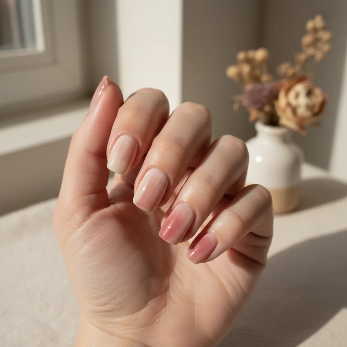 Sheer Pink With Foil — summer nail design ideas