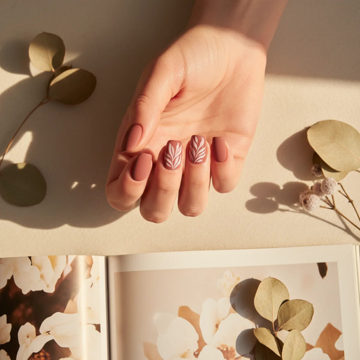 Sheer Green Floral — summer nail design ideas