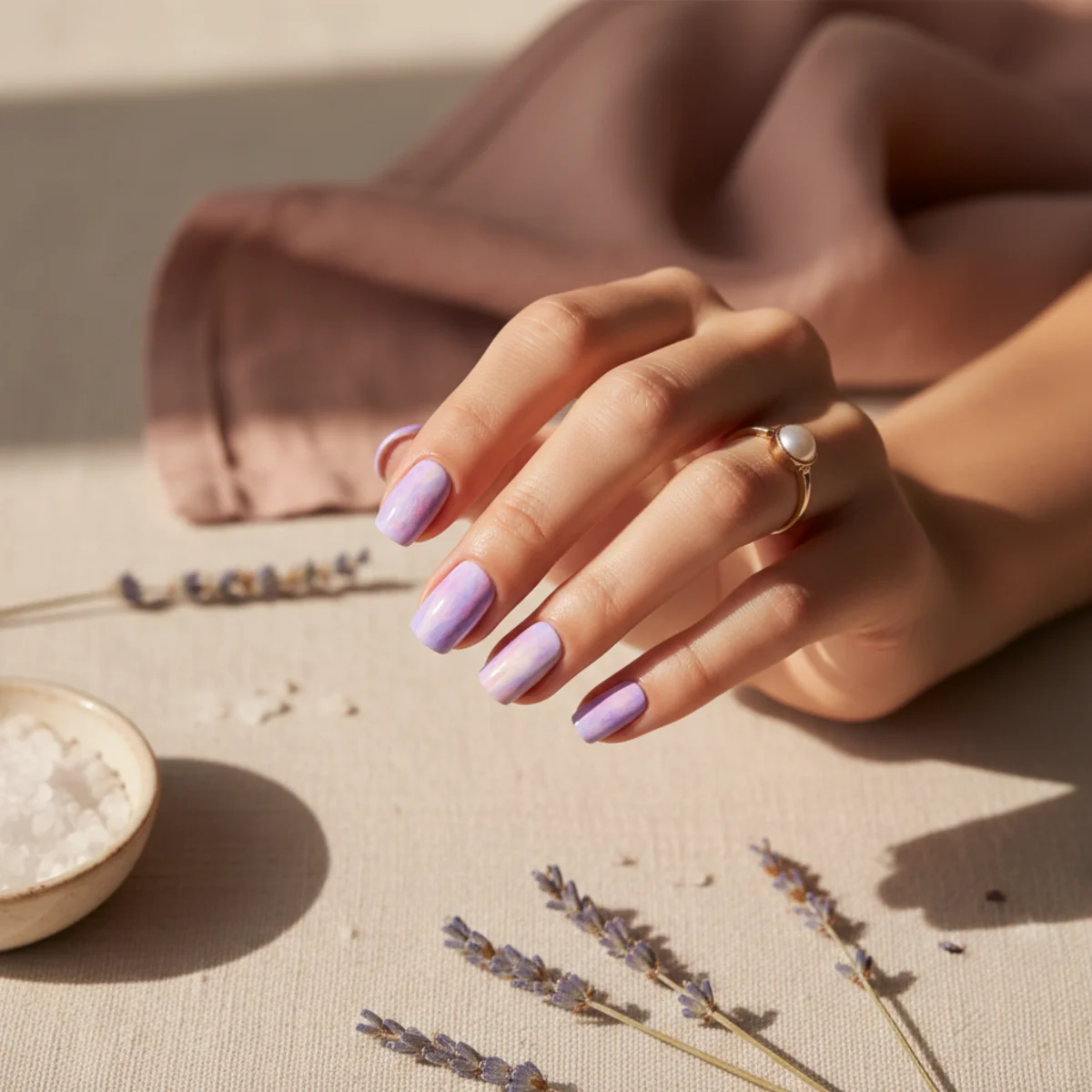 Sheer Pink With Star — summer nail design ideas