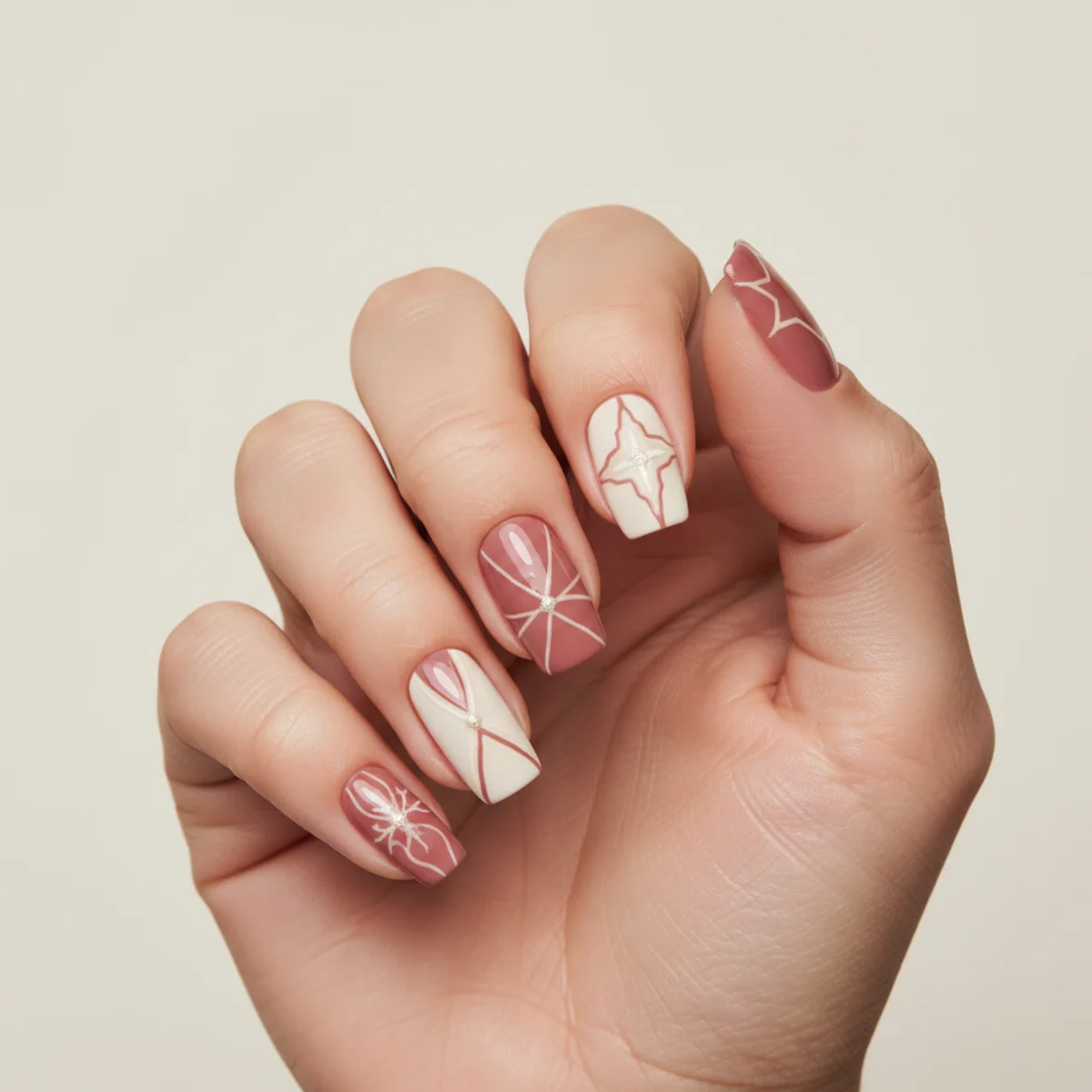 Pearl Outline Burgundy — thanksgiving nail design ideas