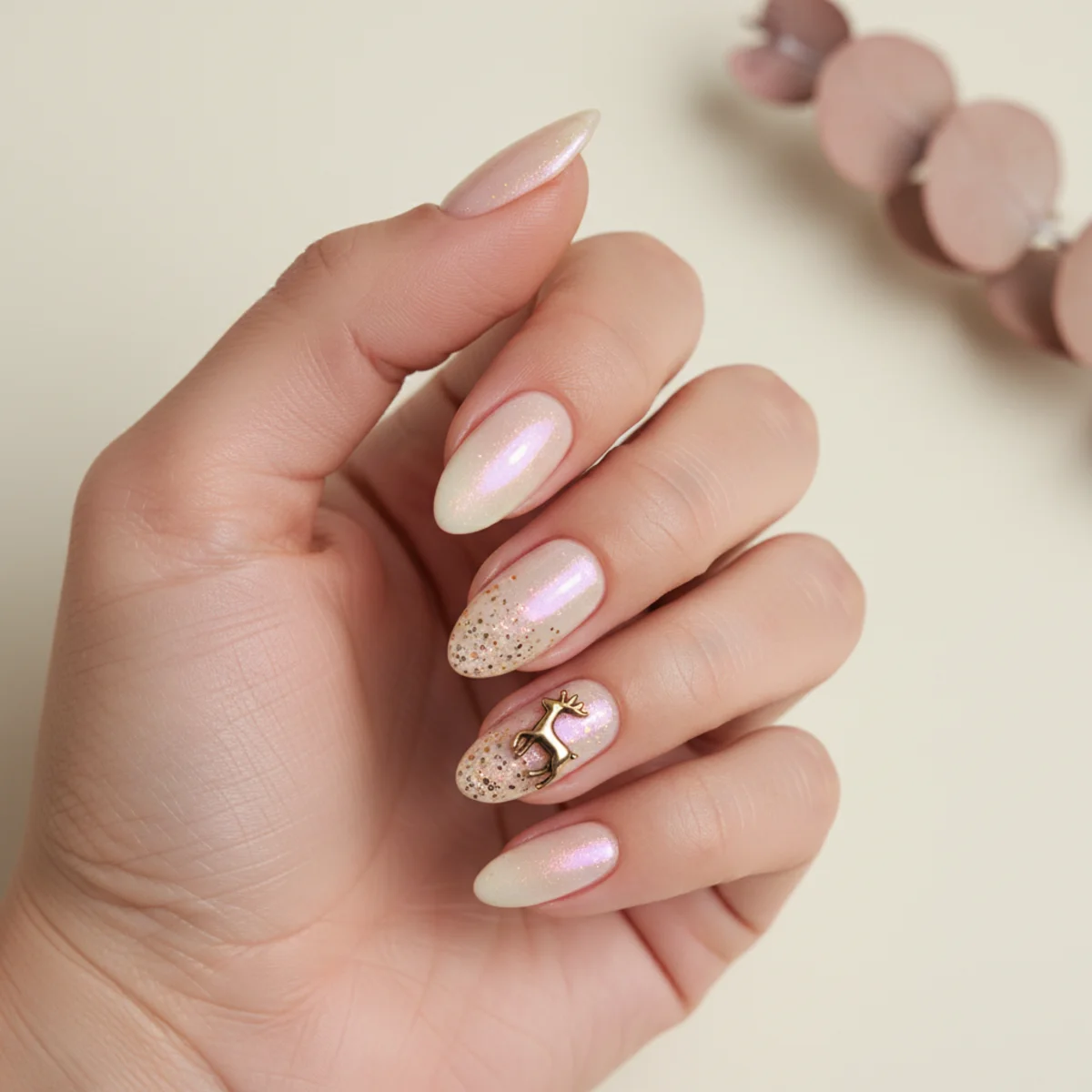 Sheer Champagne Fall — thanksgiving nail design ideas