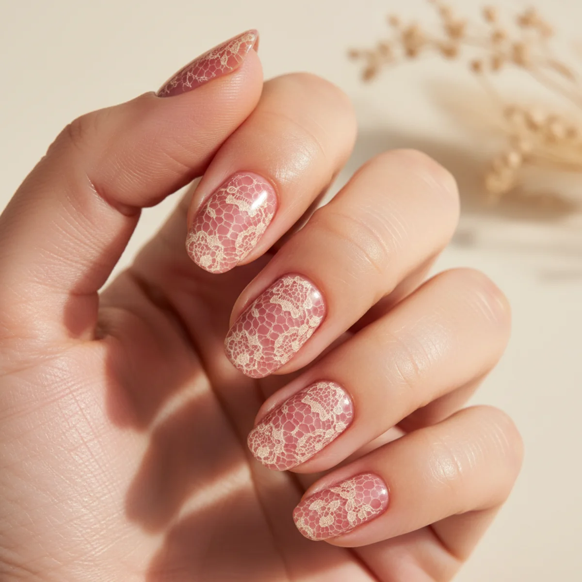 Lace Overlay Print — unique nail design ideas