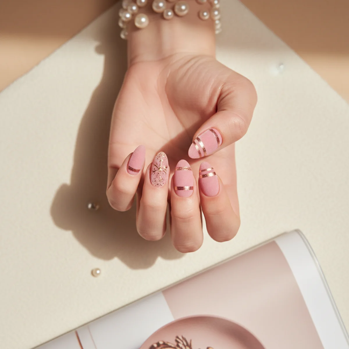 Hand-Painted Lips Accent — valentine's day nail design ideas