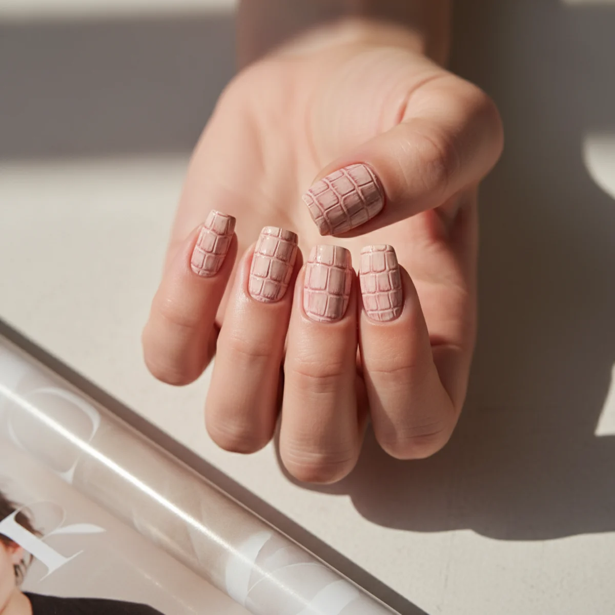 Tonal Pink Stripe — valentine's day nail design ideas