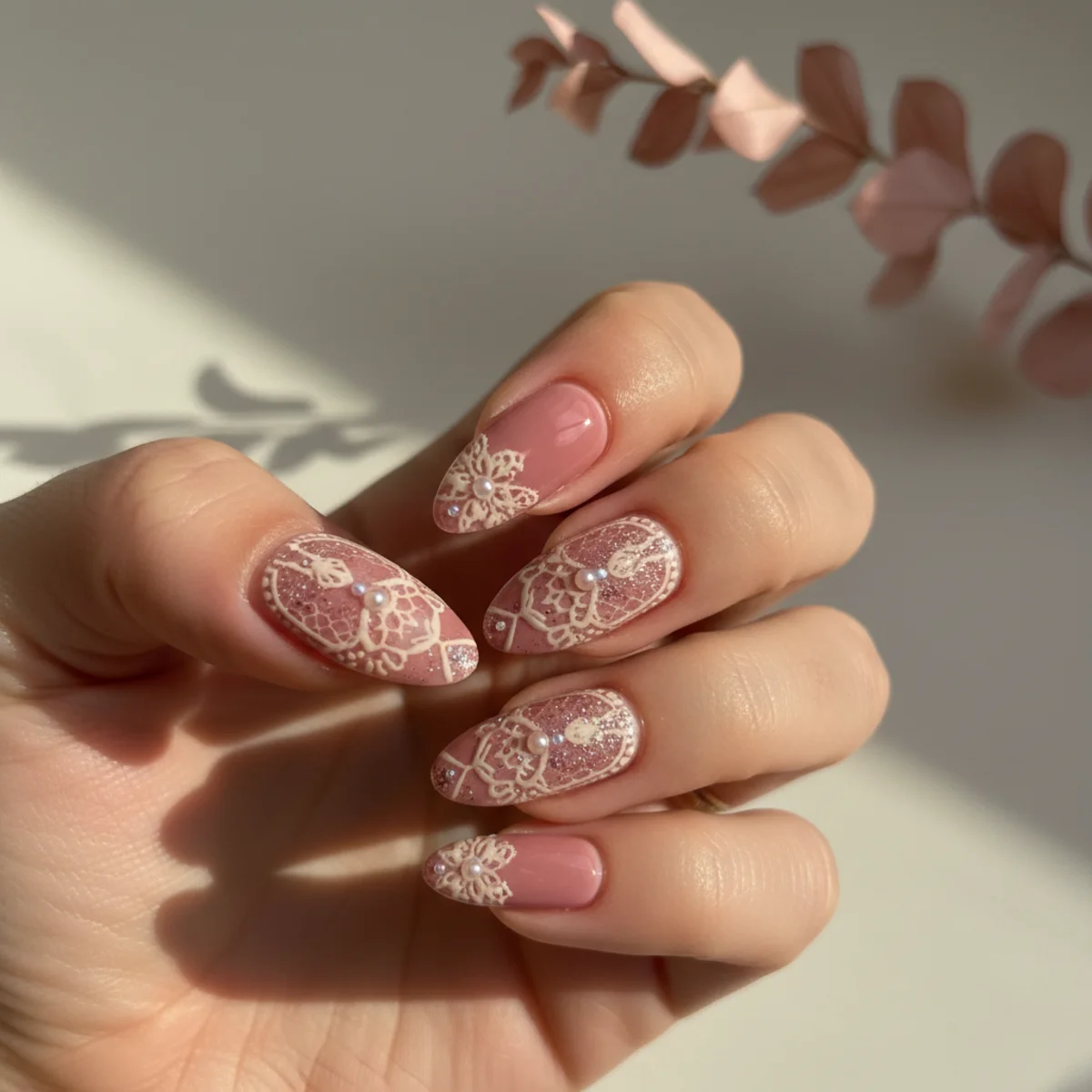 Pearl Outline Pink — valentine's day nail design ideas