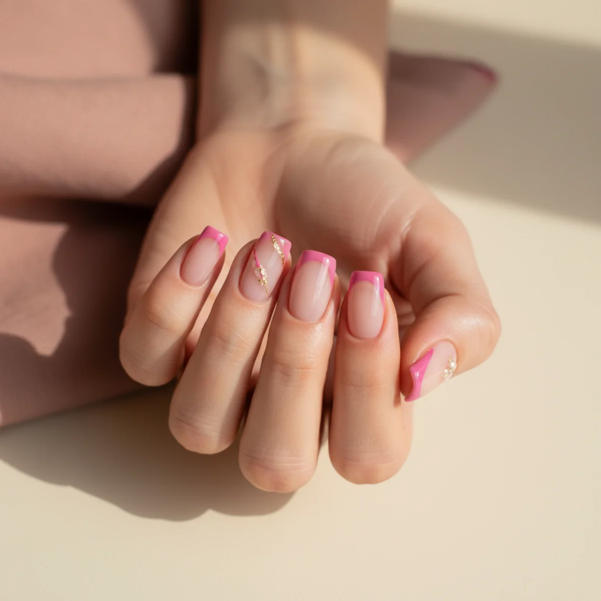 Bow At Smile Line Pink — valentine's day nail design ideas