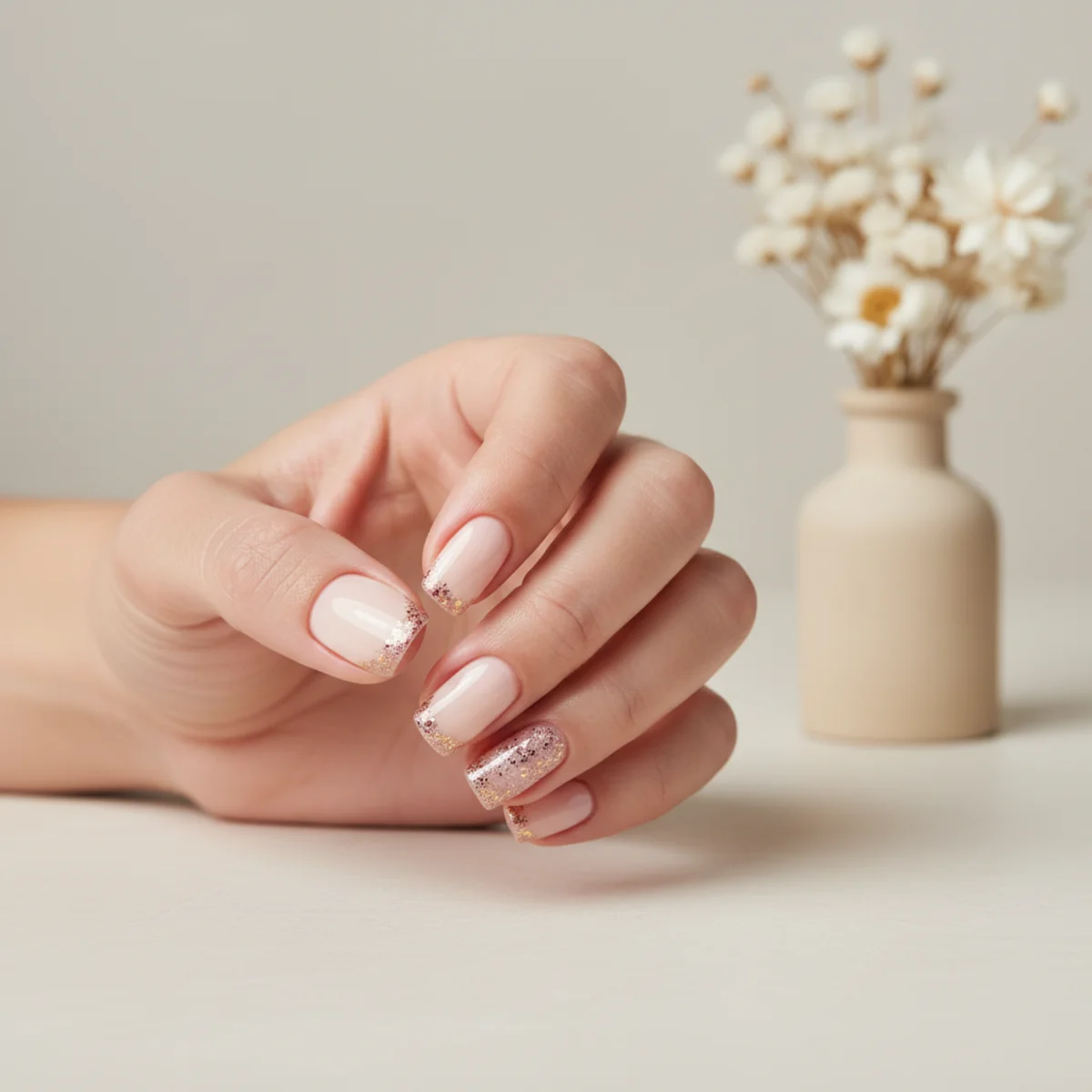 Sheer White With Crystal Wedding — wedding nail design ideas