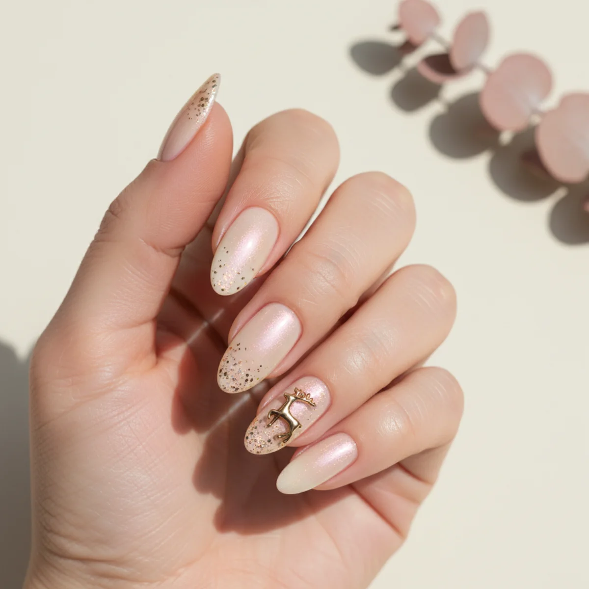Sheer Mauve With Pearl Wedding — wedding nail design ideas