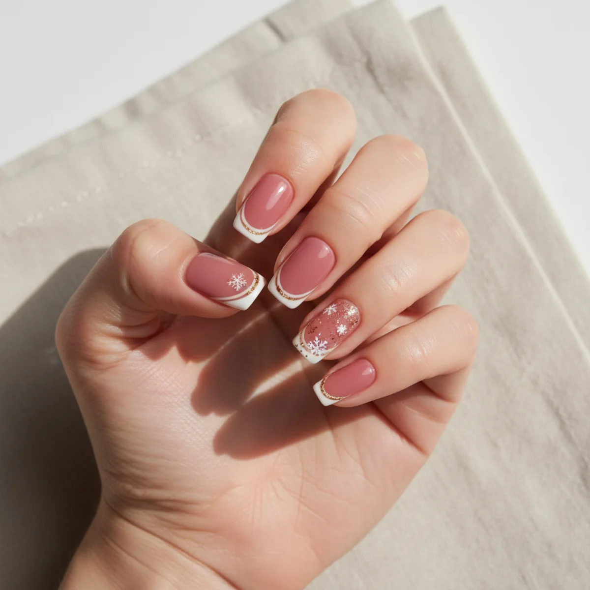 Sheer Champagne Encasement — wedding nail design ideas