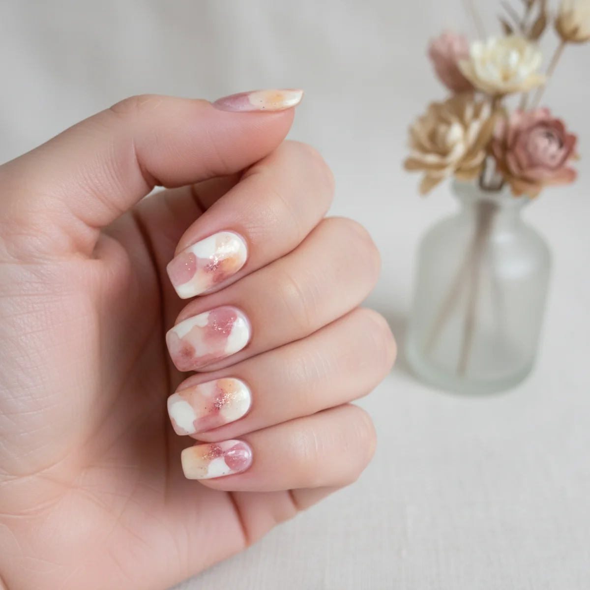 Sheer Pink With Crystal Wedding — wedding nail design ideas