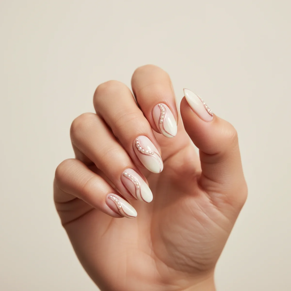 Bow At Smile Line Wedding — wedding nail design ideas