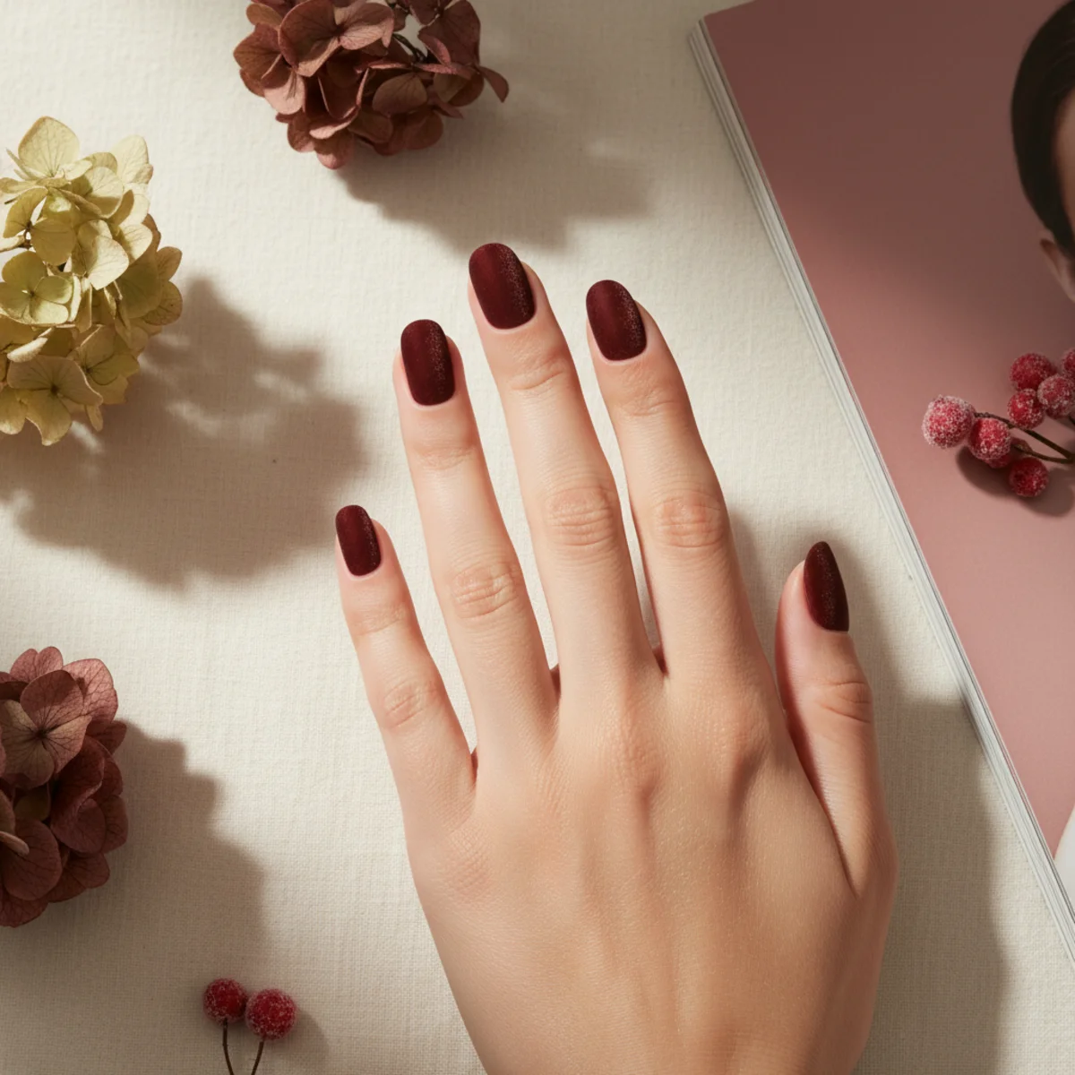 Glazed Berry Winter — winter nail design ideas