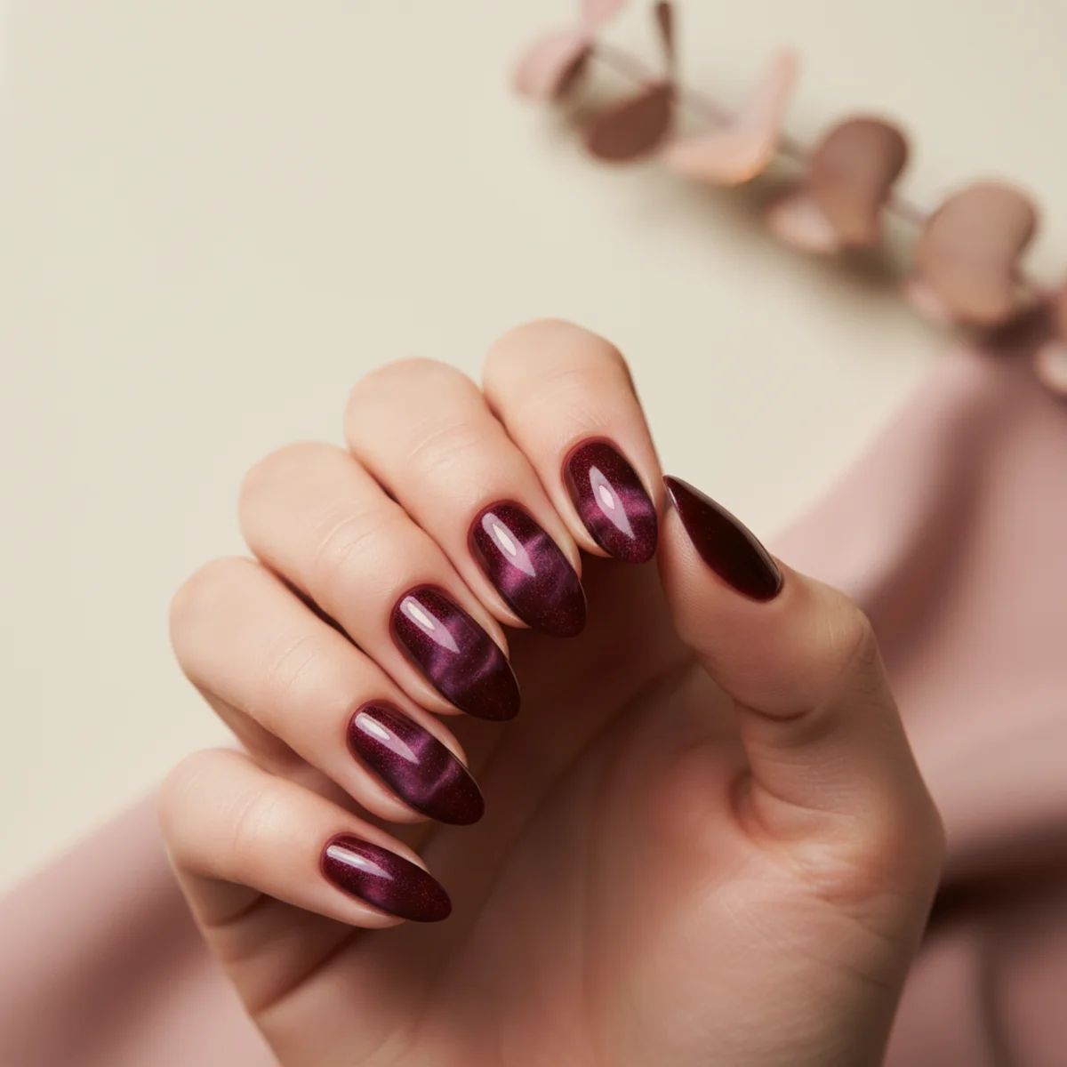 Hand-Painted Pine Sprig — winter nail design ideas