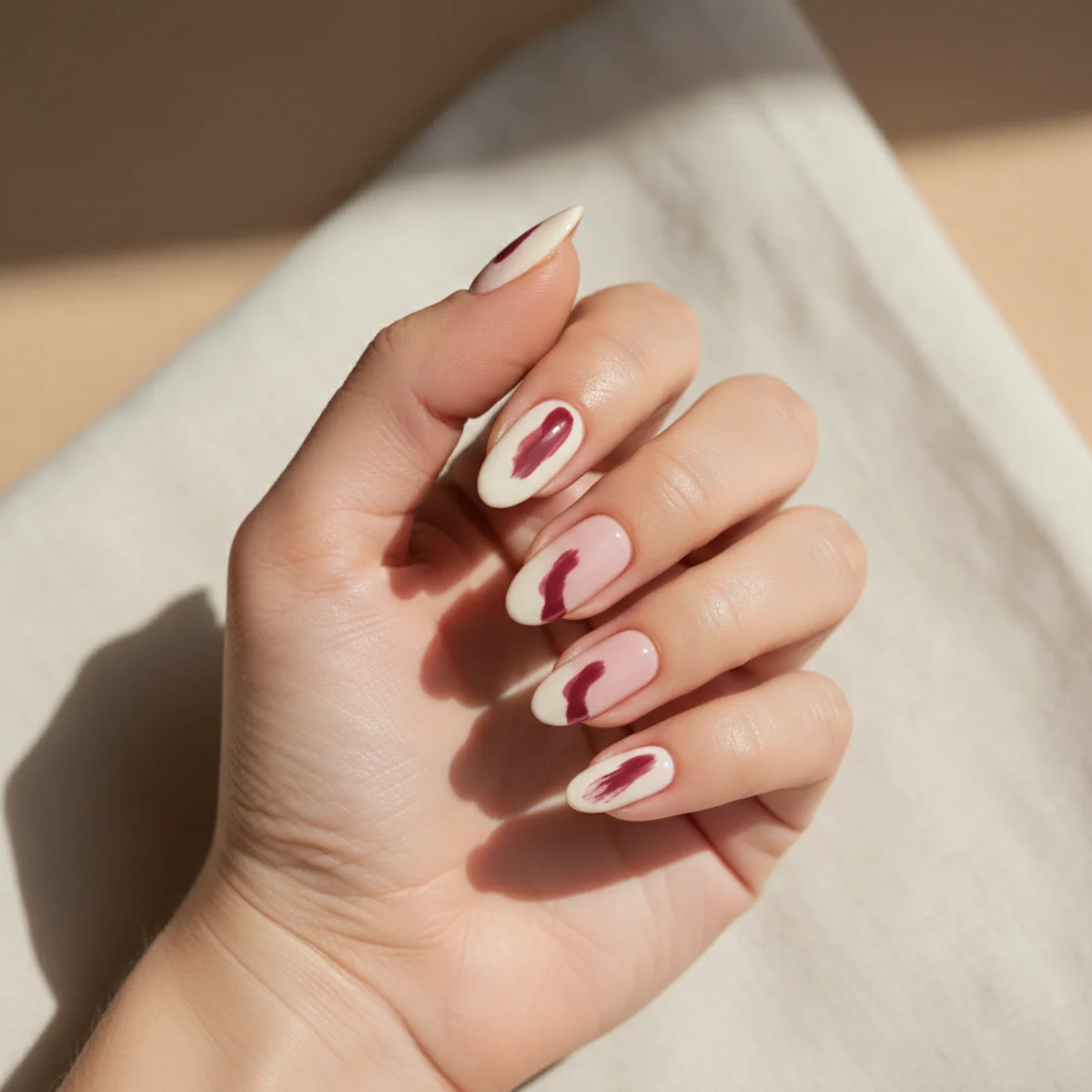 Pearl Cluster Wine Winter — winter nail design ideas
