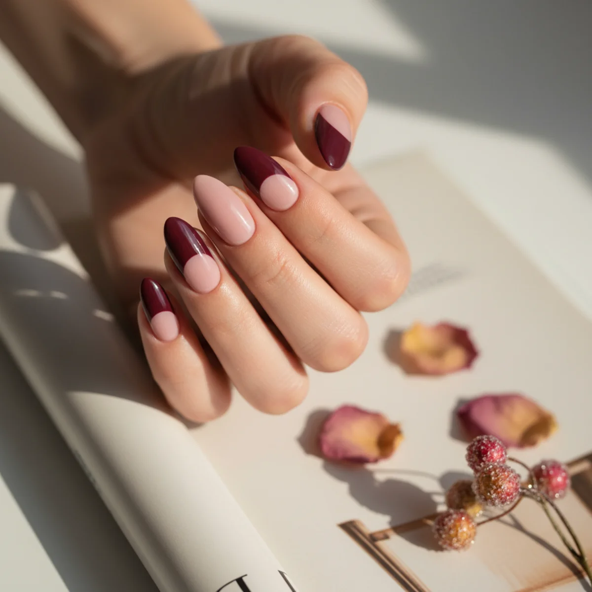 Hand-Painted Snow Flake — winter nail design ideas