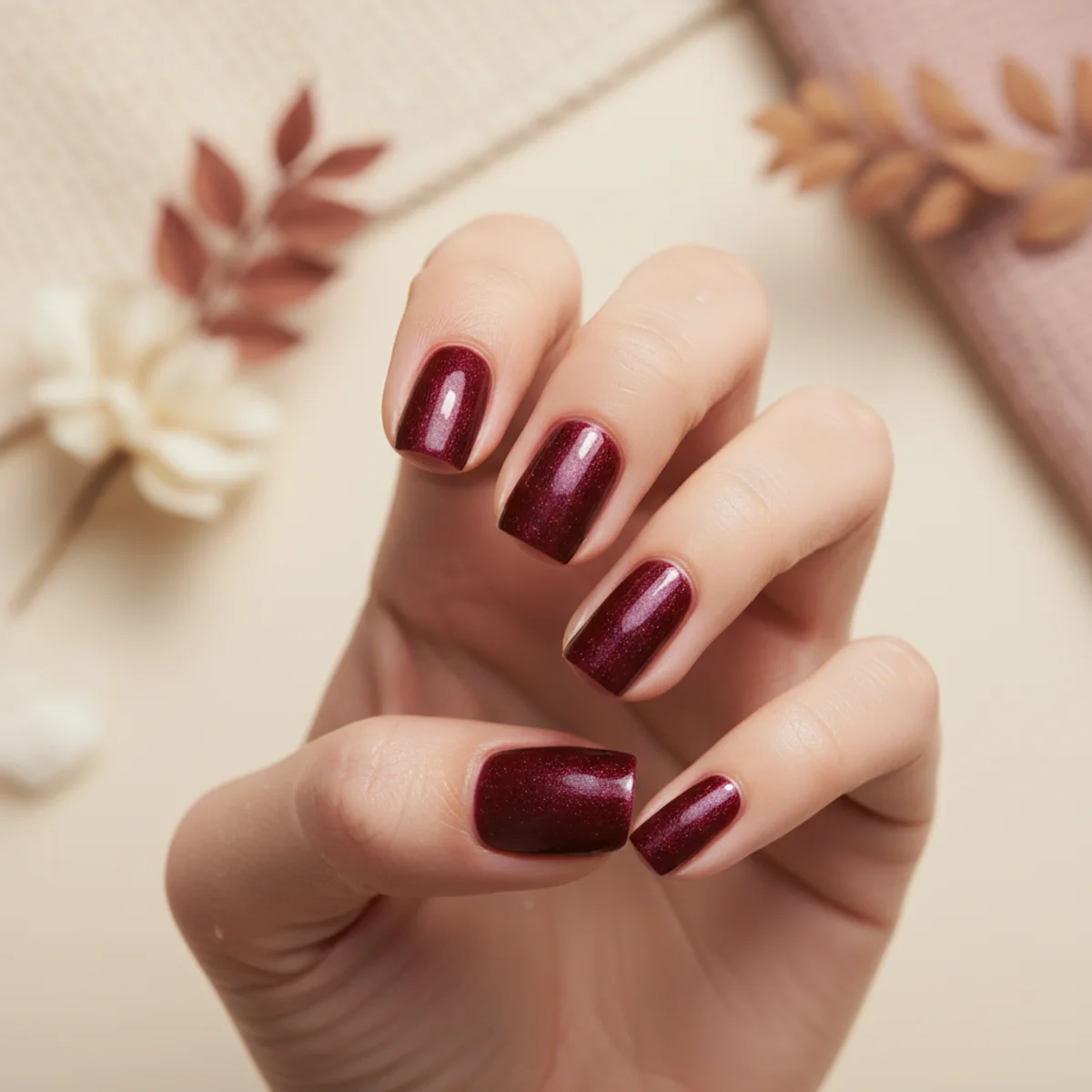 Sheer Oxblood Glaze — winter nail design ideas