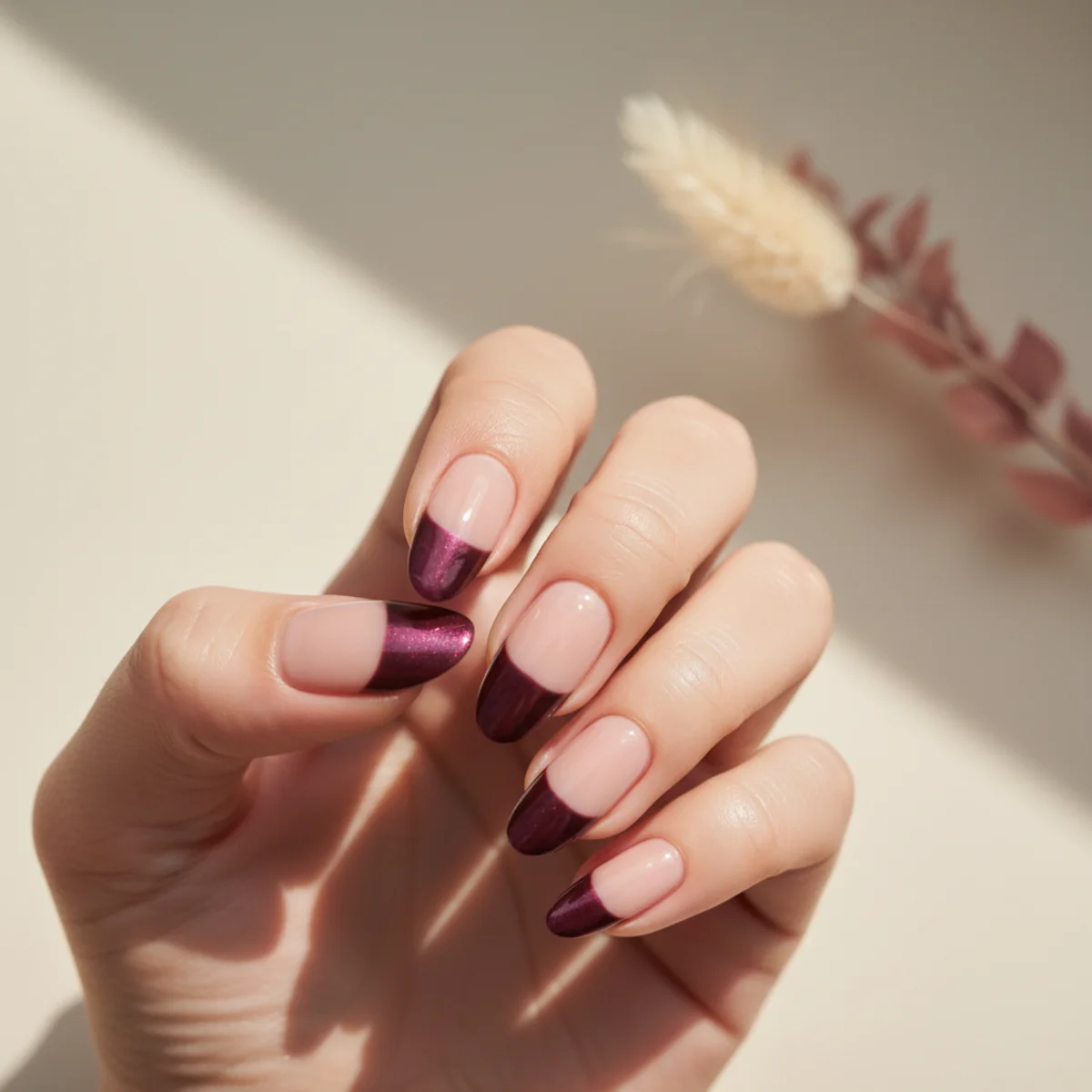 Burgundy Single-Finger Accent — winter nail design ideas