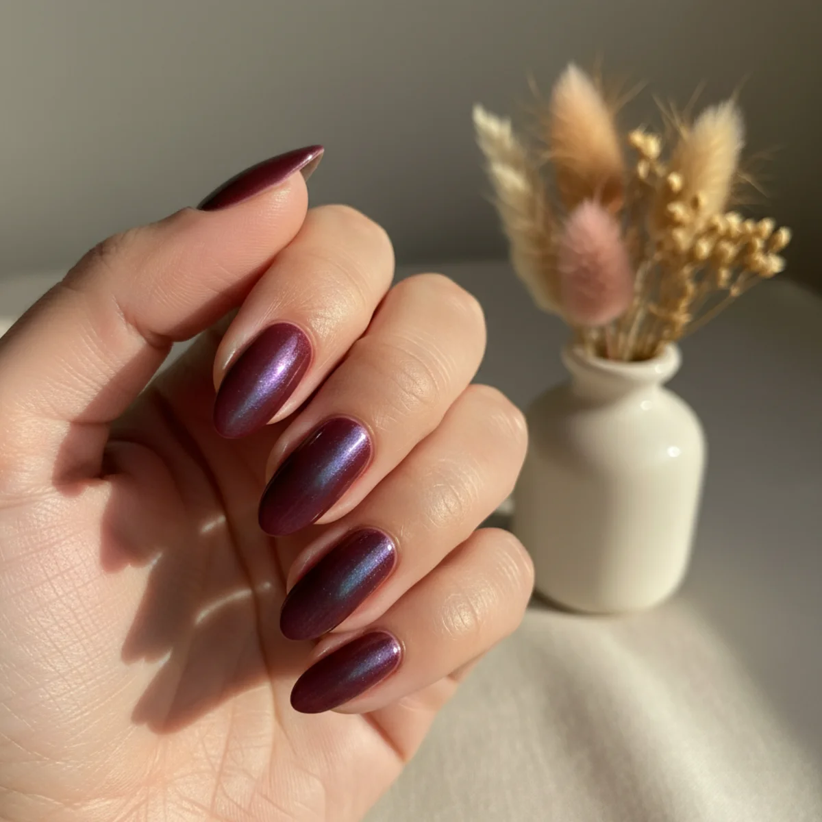 Pearl Half-Moon Sheer — winter nail design ideas